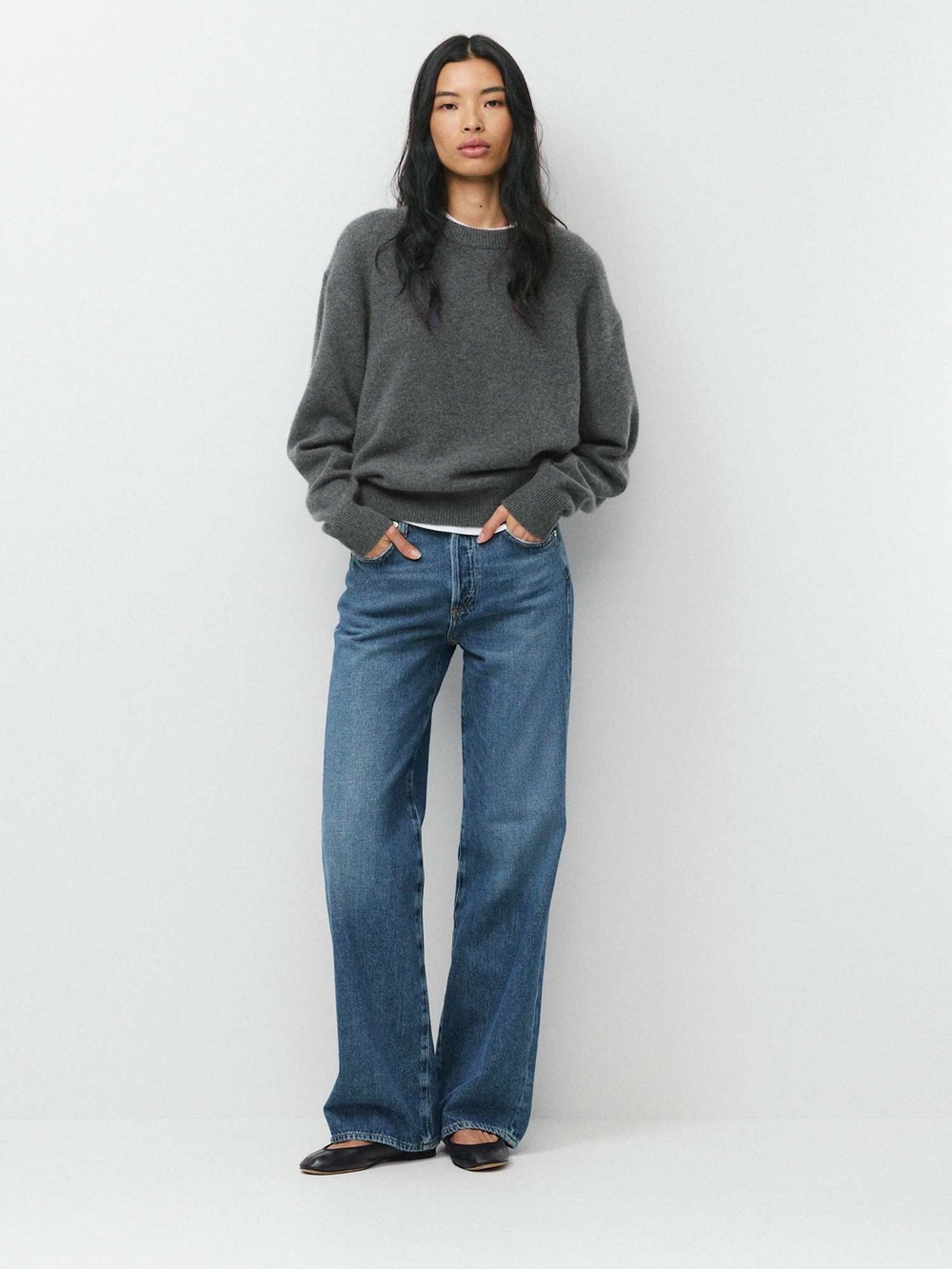 Just Black Denim High-Rise Wide-Leg Jeans in Medium Blue size 28 women’s